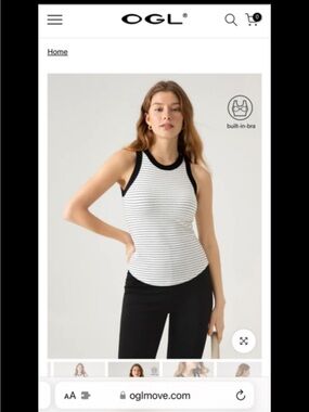 Discontinued OGL Black Trim White Tank with Thin Black Stripes